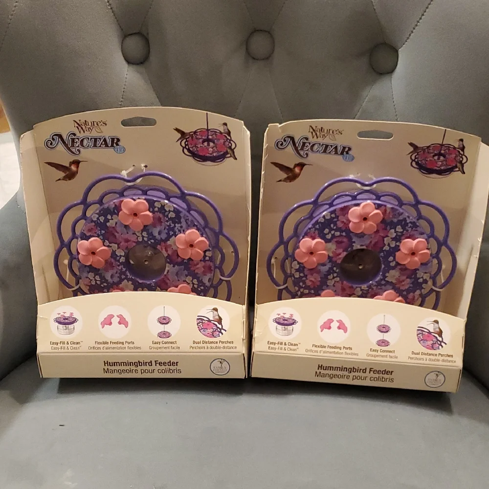 2 Floral Purple Hummingbird Feeder